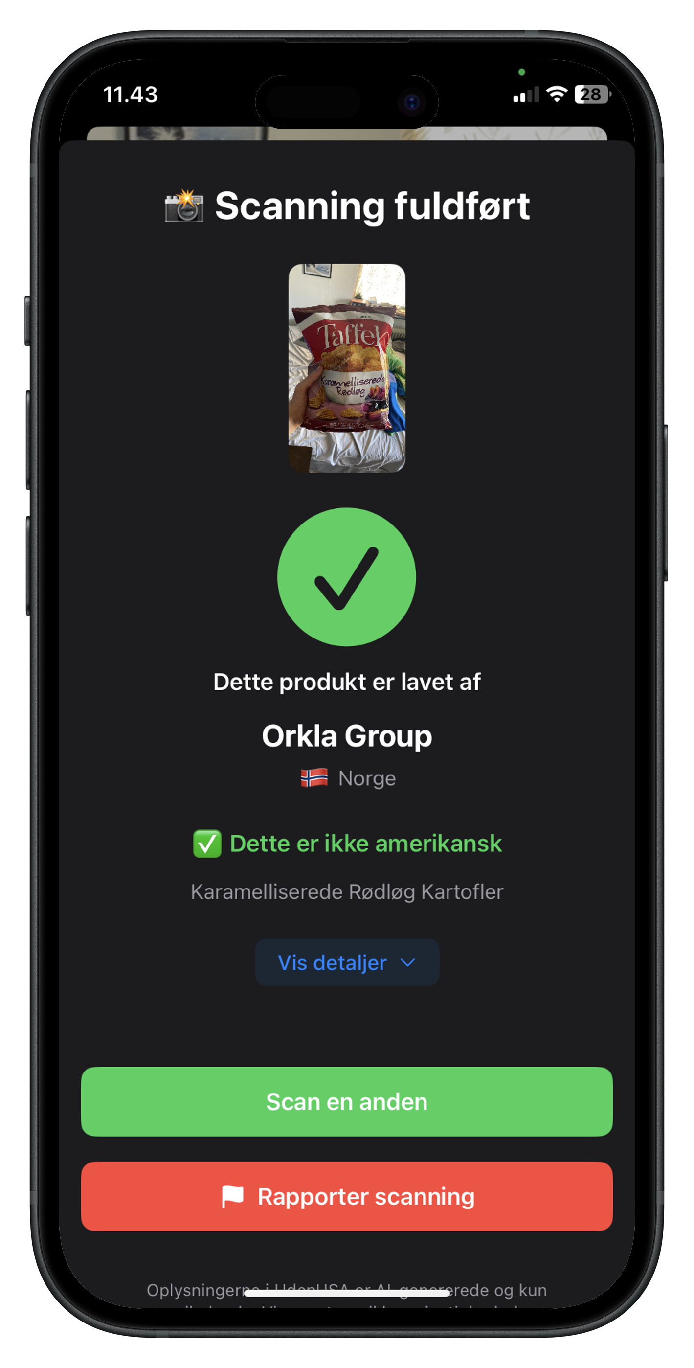 Screenshot af dansk produkt